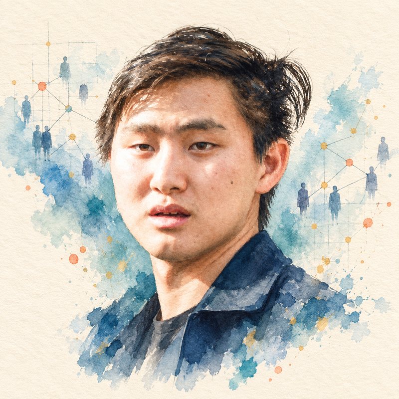 Watercolor portrait of Alexandr Wang