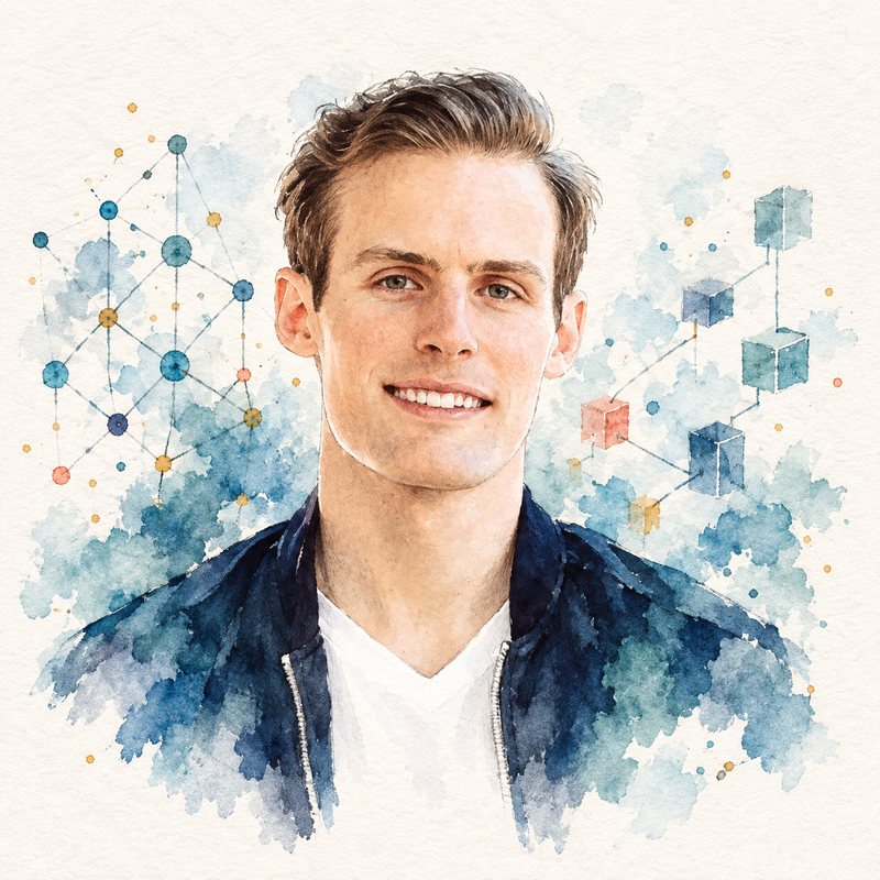 Watercolor portrait of Barret Zoph