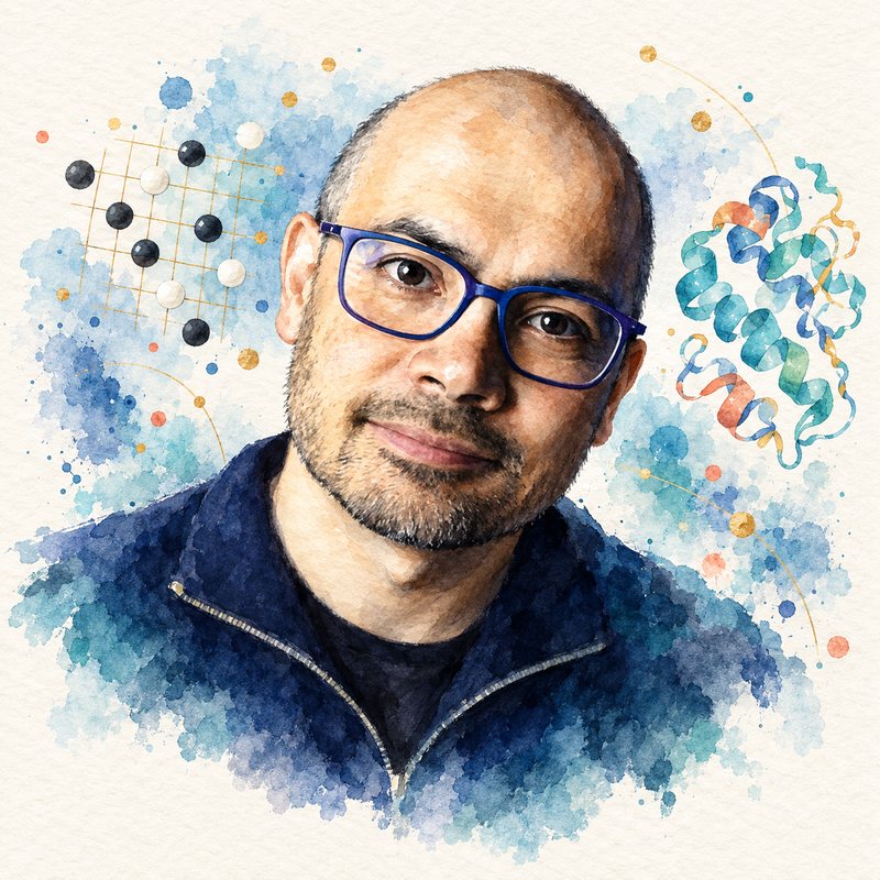 Watercolor portrait of Demis Hassabis