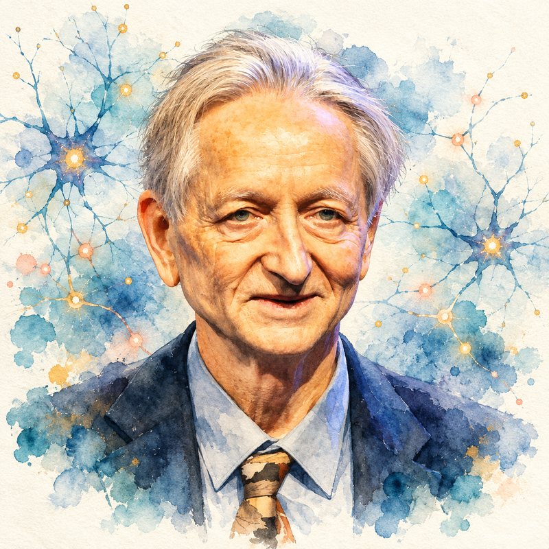 Watercolor portrait of Geoffrey Hinton
