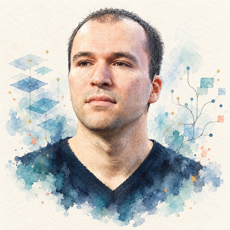 Watercolor portrait of Greg Brockman