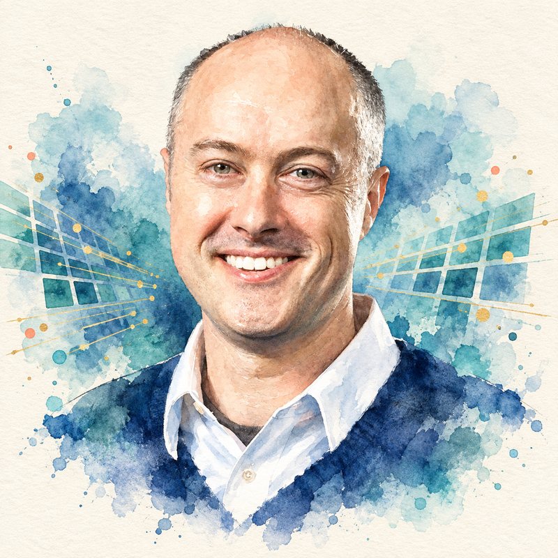 Watercolor portrait of Ian Buck