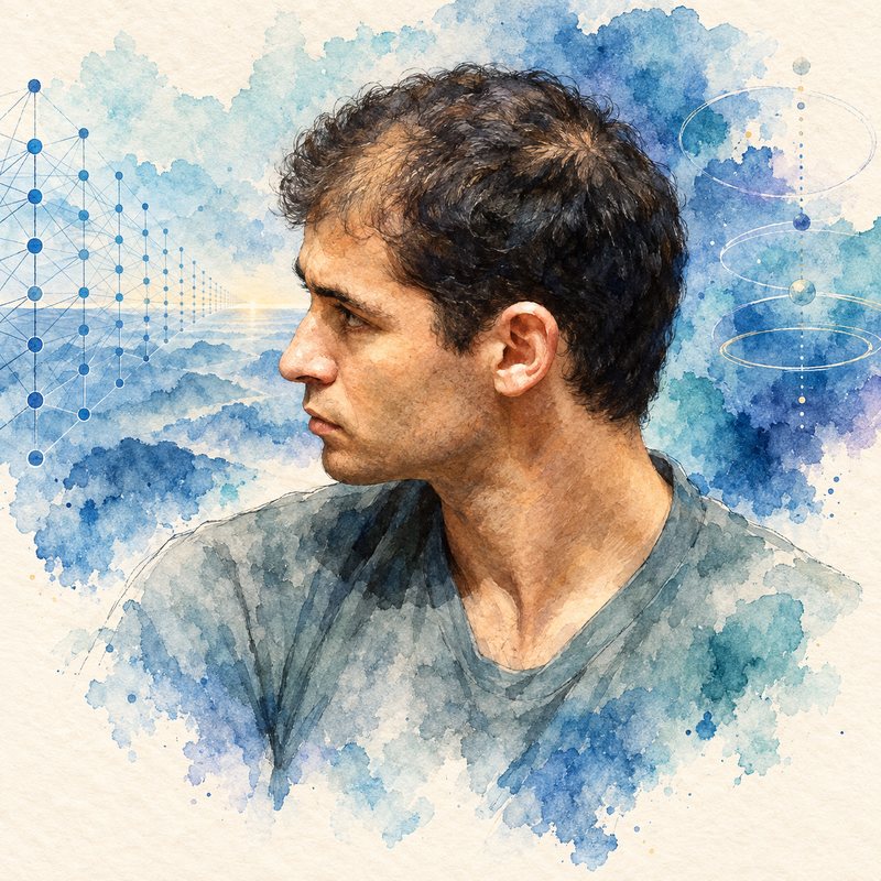 Watercolor portrait of Ilya Sutskever
