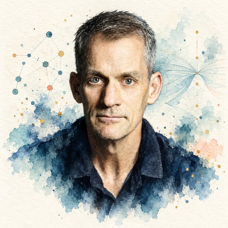 Watercolor portrait of Jeff Dean