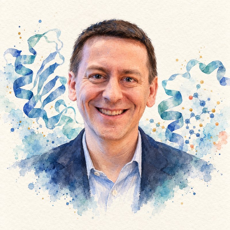 Watercolor portrait of John Jumper