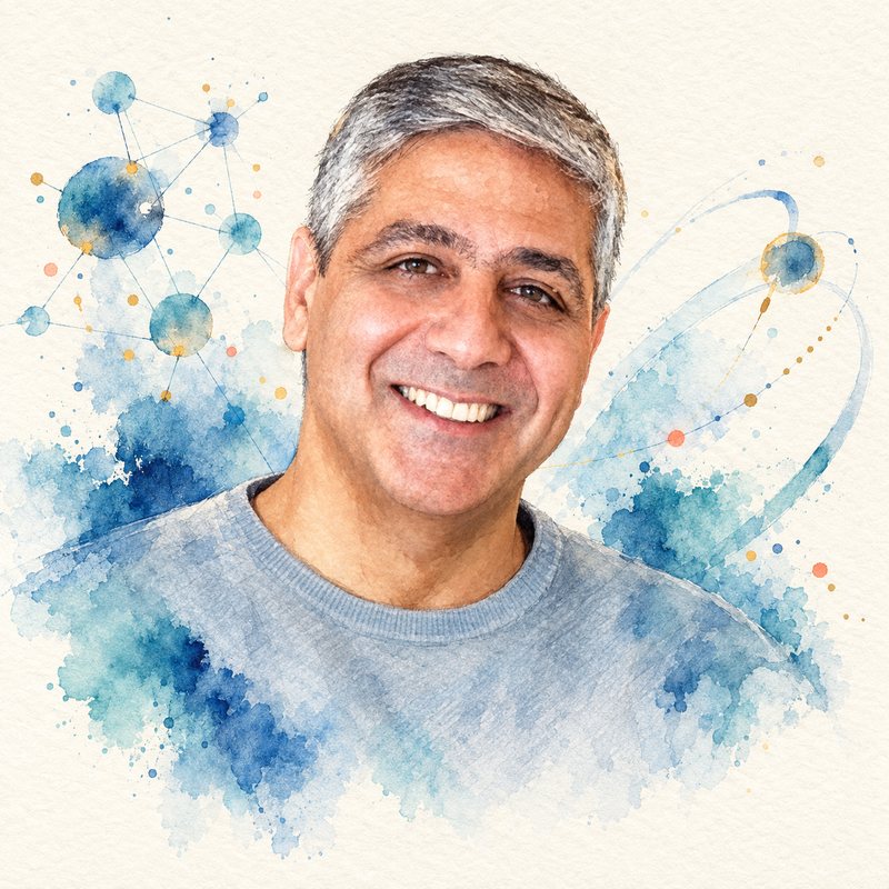 Watercolor portrait of Koray Kavukcuoglu