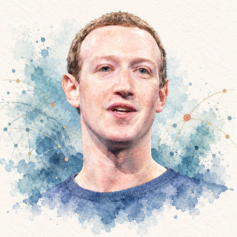 Watercolor portrait of Mark Zuckerberg