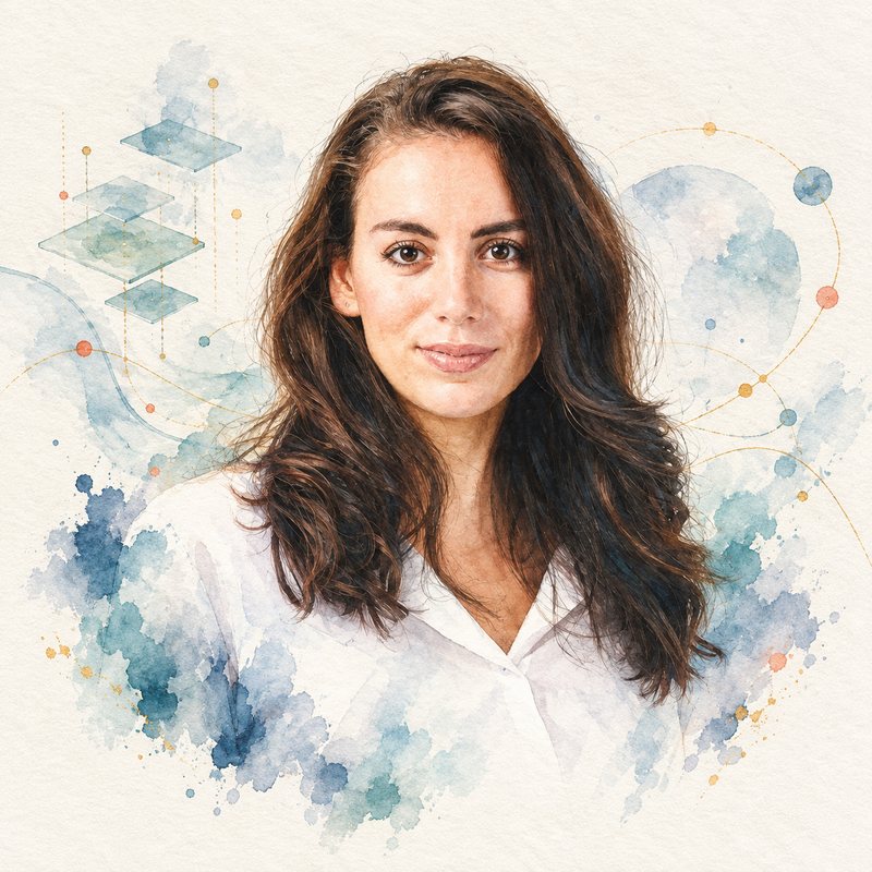 Watercolor portrait of Mira Murati
