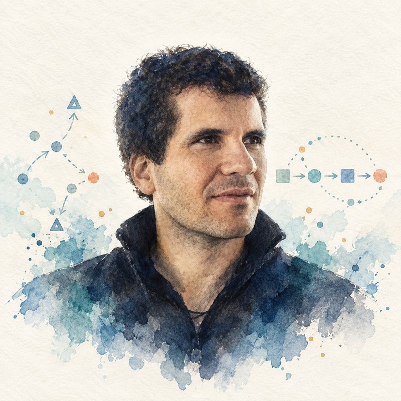 Watercolor portrait of Oriol Vinyals
