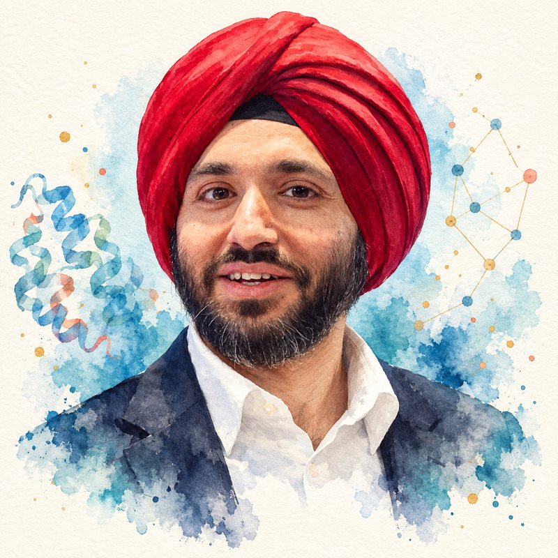 Watercolor portrait of Pushmeet Kohli