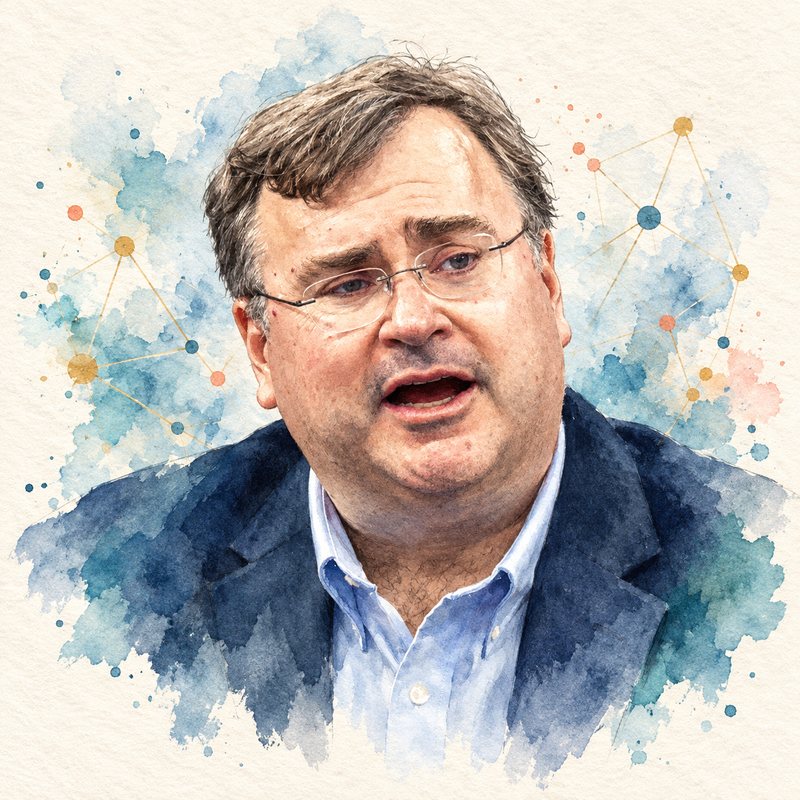 Watercolor portrait of Reid Hoffman