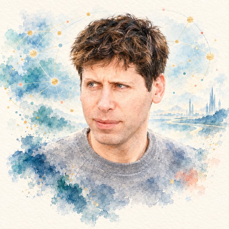 Watercolor portrait of Sam Altman