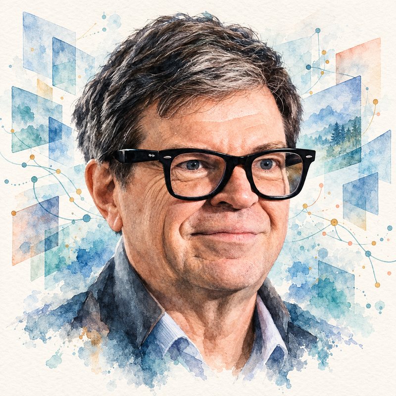Watercolor portrait of Yann LeCun