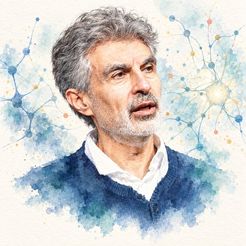 Watercolor portrait of Yoshua Bengio